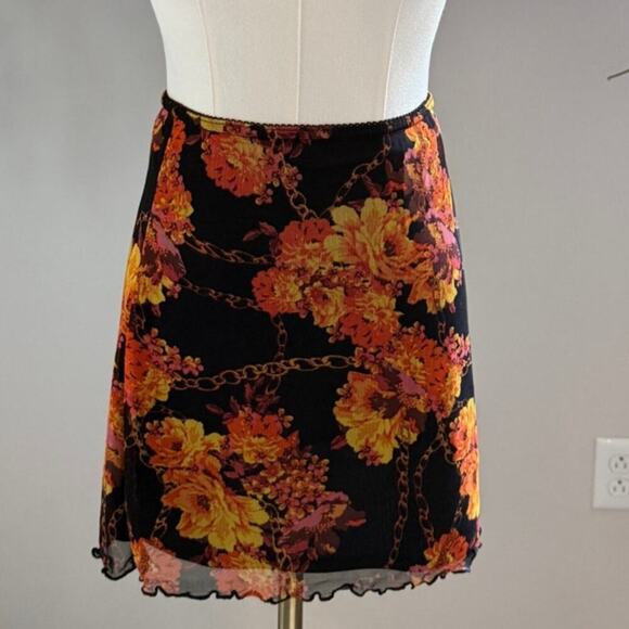Urban Outfitters Floral  Mini Skirt or Tube Top S Y2K Fall Orange Black Coquette - Picture 1 of 8